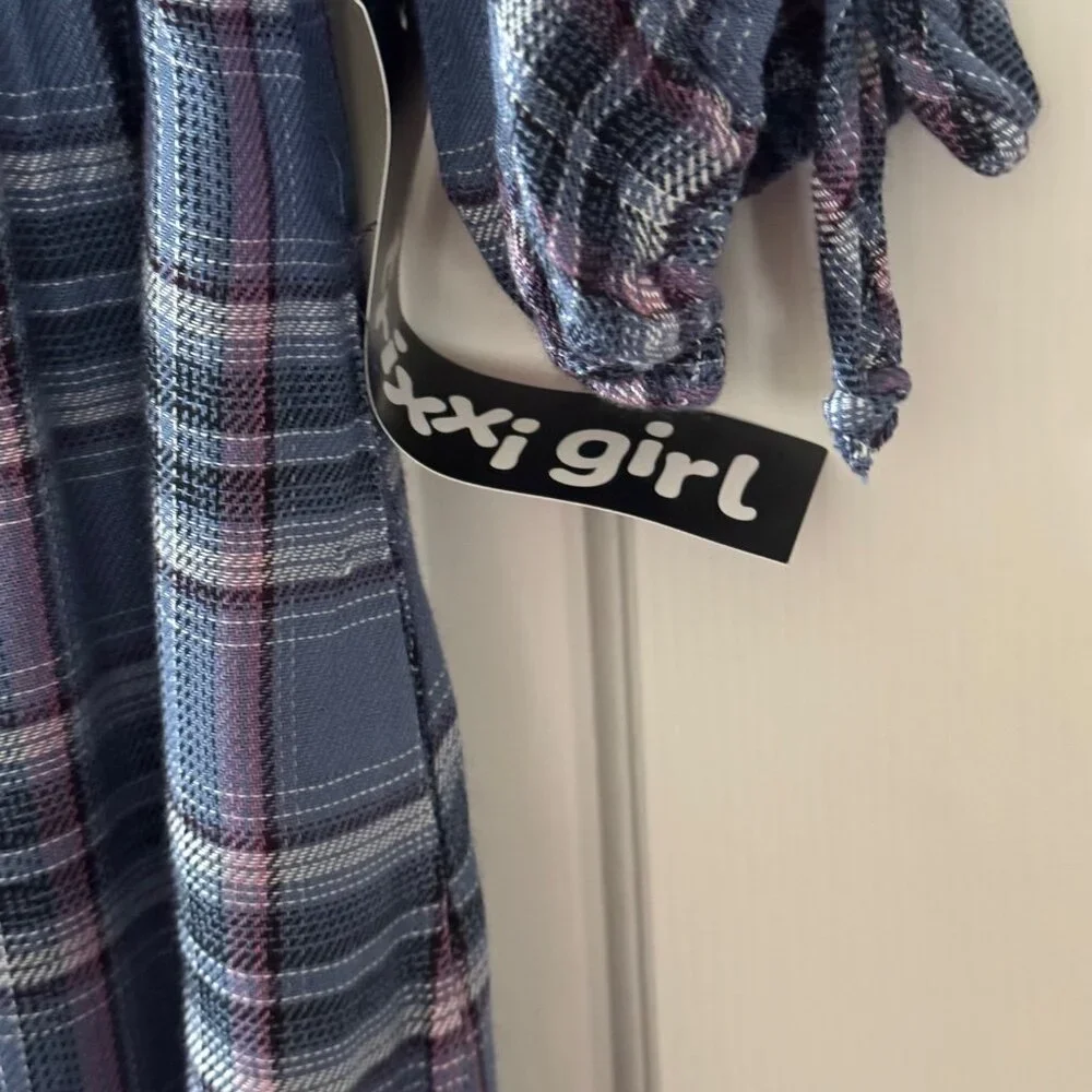 New Trixxi Girl Girls Blue Plaid Dress Size XL Extra Large
